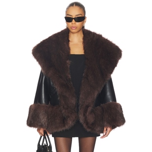 人造革夹克 休闲风REVOLVE小众新款 Black 美式 Brown WeWoreWhat