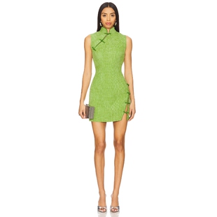 绿色REVOLVE小众新款 SAU 花呢连衣裙 INES LEE