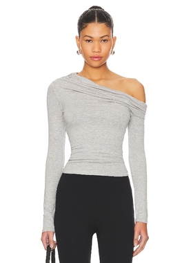 [冬季内搭]AFRM BRIA ESSENTIAL灰色斜肩修身上衣百搭打底REVOLVE