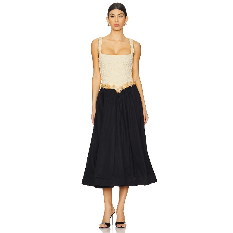 PatBO PAPILLON 中长款连衣裙女 Black,BeigeREVOLVE小众新款