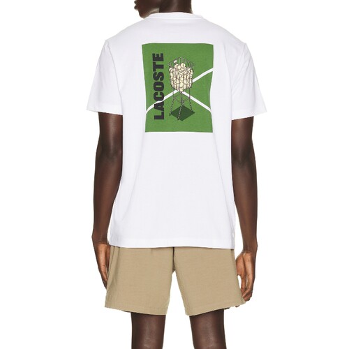 Lacoste白色夏季新品上衣印花休闲短袖修身短款衬衫REVOLVE