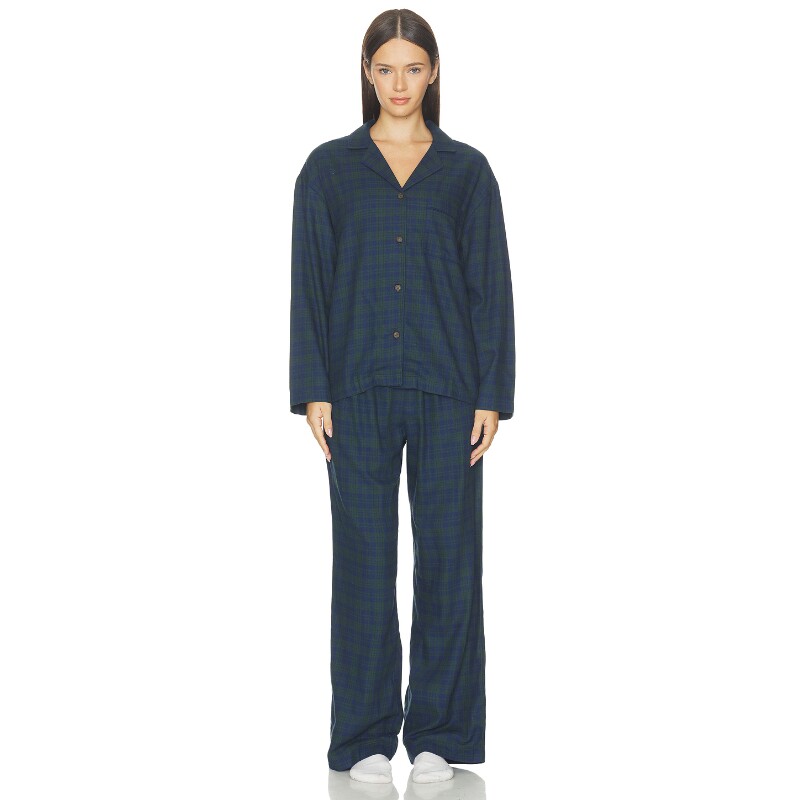 eberjey FLANNEL 长睡衣套装 藏青色 秋冬新品REVOLVE