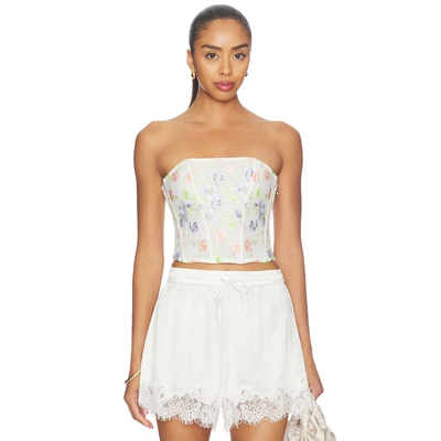 [夏季新品]fleur du mal米白色背心碎花抹胸甜美短款上装REVOLVE