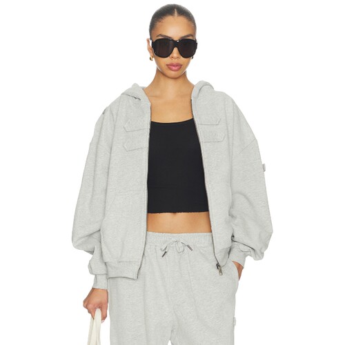 NIIHAI 灰色休闲宽松拿破仑卫衣外套上衣秋冬新品 REVOLVE