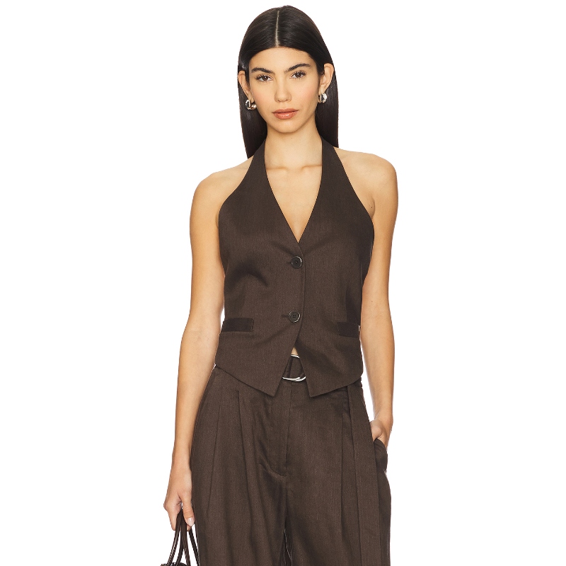 Helmut Lang 挂脖马甲 巧克力色 y2k辣妹风REVOLVE小众新款