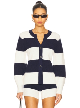 [春季新品]525 LOTTIE 撞色条纹开衫藏青色针织衫REVOLVE春季