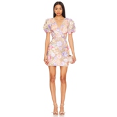 薄纱印花上衣泡泡袖 迪迪不畏同款 ELLIATT 短裙设计感裙子REVOLVE