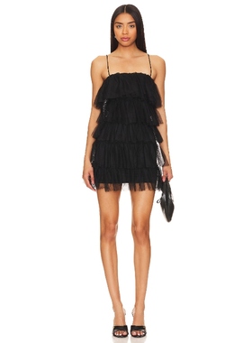 MORE TO COME 吊带连衣裙蓬松网纱黑色设计感短裙礼服裙REVOLVE