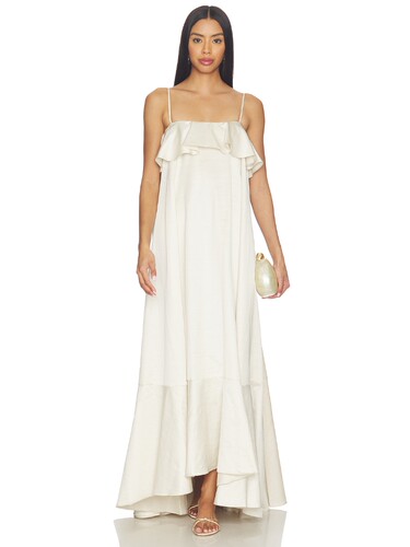 [夏季新品]Lovers and Friends米白色连衣裙优雅长裙REVOLVE