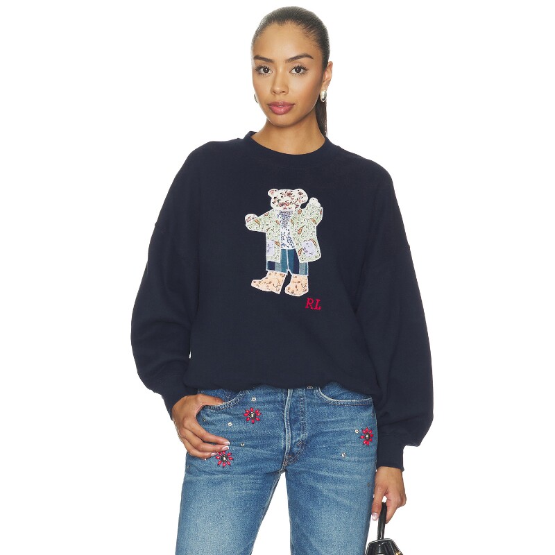 Polo Ralph Lauren黑色上衣卡通印花甜美风秋冬新品毛衣REVOLVE