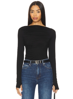 [冬季内搭]Enza Costa Draped Boatneck Top 黑色REVOLVE小众新款