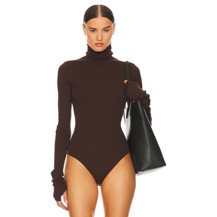 Helsa 新品 紧身服圆翻领针织上衣打底毛衣revolve小众品 冬季