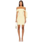 短裙礼服裙REVOLVE新款 SNDYS 一字肩针织连衣裙保暖黄色性感修身