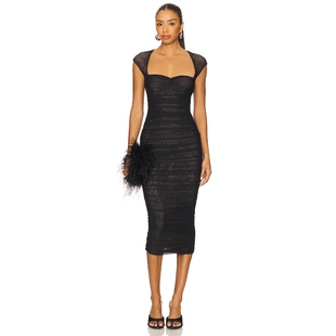 SER.O.YA KYLIE 网布中长连衣裙 黑色REVOLVE小众新款