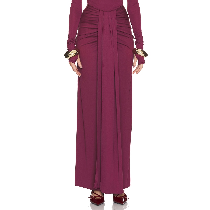 [冬季新品]Helsa MATTE JERSEY LONG WRAP 半身裙 酒 REVOLVE - 封面