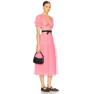 Helsa 连衣裙珊瑚色静奢风收腰显瘦度假沙滩裙REVOLVE小众新款