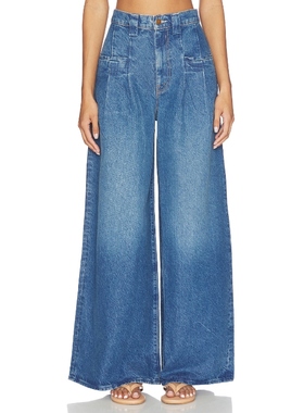 MOTHER DOUBLE PREP 阔腿 藏青色 美式复古风REVOLVE小众新款