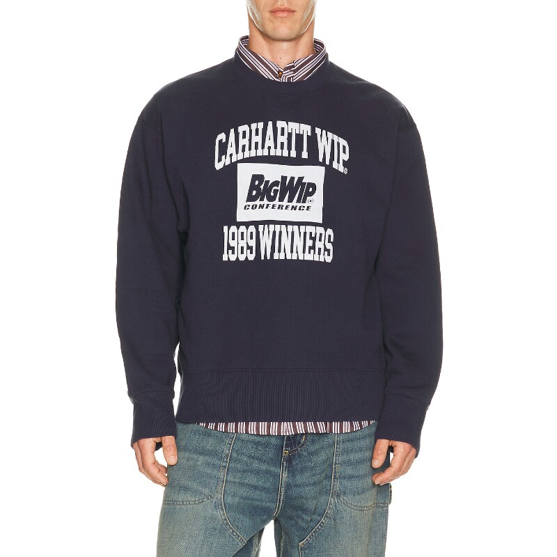 Carhartt WIP藏青色卫衣印花圆领通勤风早秋新品宽松REVOLVE