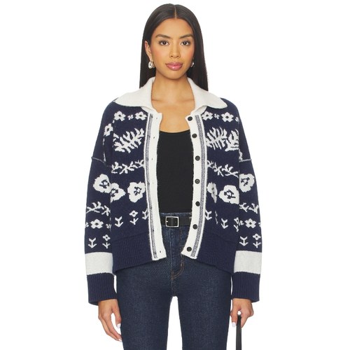 [冬季新品]Free People 针织开衫 藏青色费尔岛毛衣羊毛衫REVOLVE