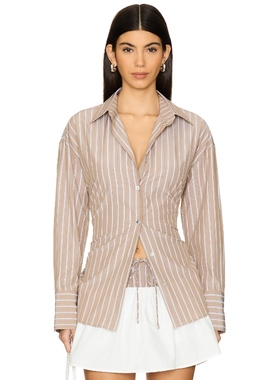 [冬季新品]NIA 纽扣衬衫 灰褐色REVOLVE小众