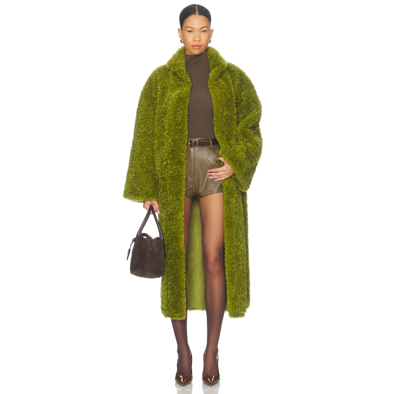 Essentiel Antwerp ISPOT 人造革大衣 绿色 老钱风REVOLVE小众新