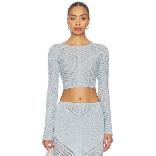 DEVON WINDSOR RAYA 金属质感长袖上衣 Baby BlueREVOLVE小众新款