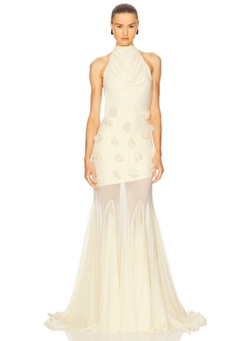 Deme by Gabriella挂脖露背性感连衣裙网纱鱼尾裙礼服REVOLVE