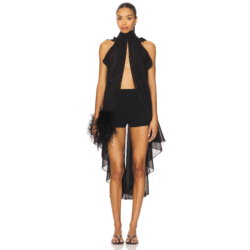 LA FUORI Gathered Halter Top 黑色 y2k辣妹风REVOLVE小众新款