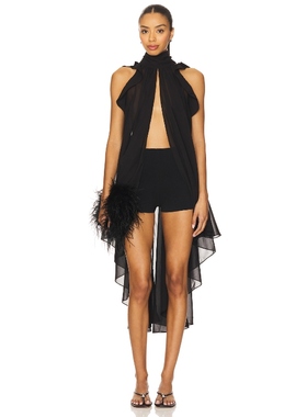 LA FUORI Gathered Halter Top 黑色 y2k辣妹风REVOLVE小众新款