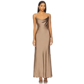 Monroe Dress Cowl Bardot Neck Maxi 棕色REVOLVE小众新款