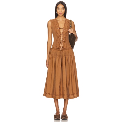 [冬季新品]Free People 半身裙套装棕色度假波西米亚风REVOLVE