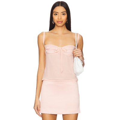 MORE TO COME 粉色雪纺吊带背心辣妹风蝴蝶结上衣REVOLVE夏季新款