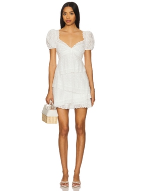 For Love & Lemons 爱柠檬 ROSALYN 连衣裙女夏 白色REVOLVE新款