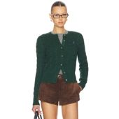 Lauren拉夫劳伦绞花针织开衫 Polo Ralph 深绿色老钱REVOLVE保暖