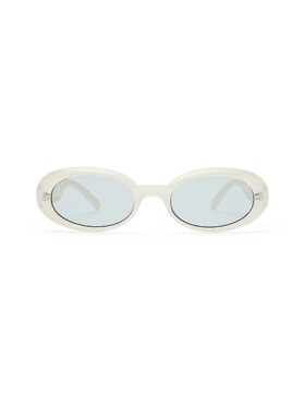 Le Specs米白色太阳眼镜椭圆镜框窄框复古风秋冬新品墨镜REVOLVE