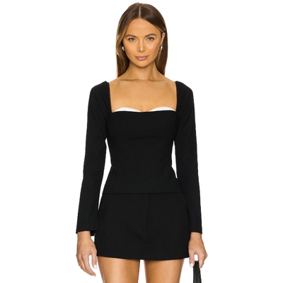 [春季新品]ASTR the Label长袖上衣黑色羊毛衫REVOLVE冬季保暖