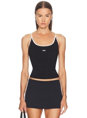 SET Active SPORTYBODY SPORTY U 上装 黑色 运动复古风REVOLVE小