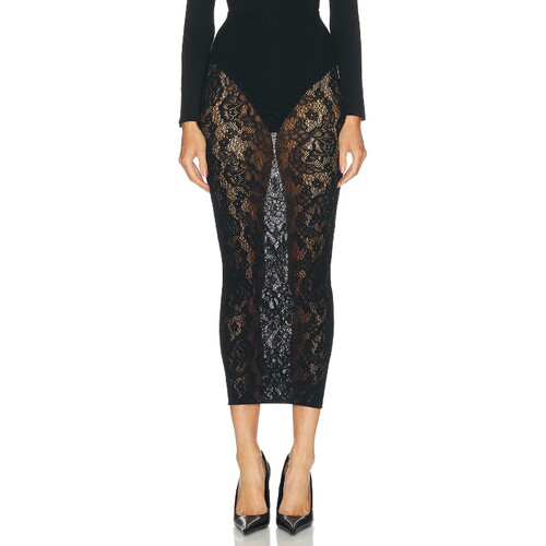 Wolford黑色半裙蕾丝花纹镂空蕾丝辣妹风秋冬新品半身裙REVOLVE