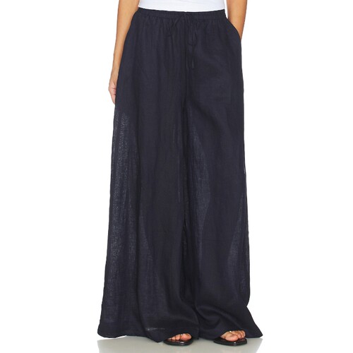 Susana Monaco Solid Linen Wide Leg Elastic Pant 26春夏新品 r