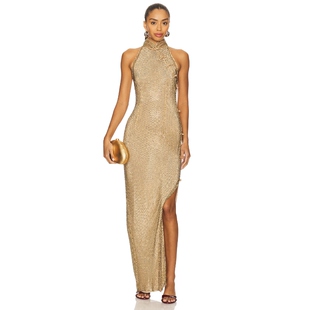金属金色REVOLVE小众新款 SAU 水晶连衣裙 SANTANA LEE