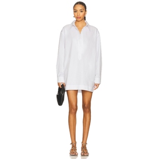 冬季 衬衫 新品 长袖 连衣裙白色静奢风宽松通勤短裙REVOLVE EAVES