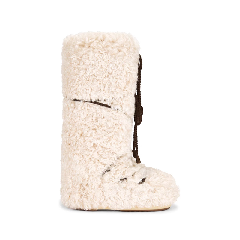 MOON BOOT 羊羔绒滑雪鞋奶油色女款保暖雪地靴REVOLVE小众新款