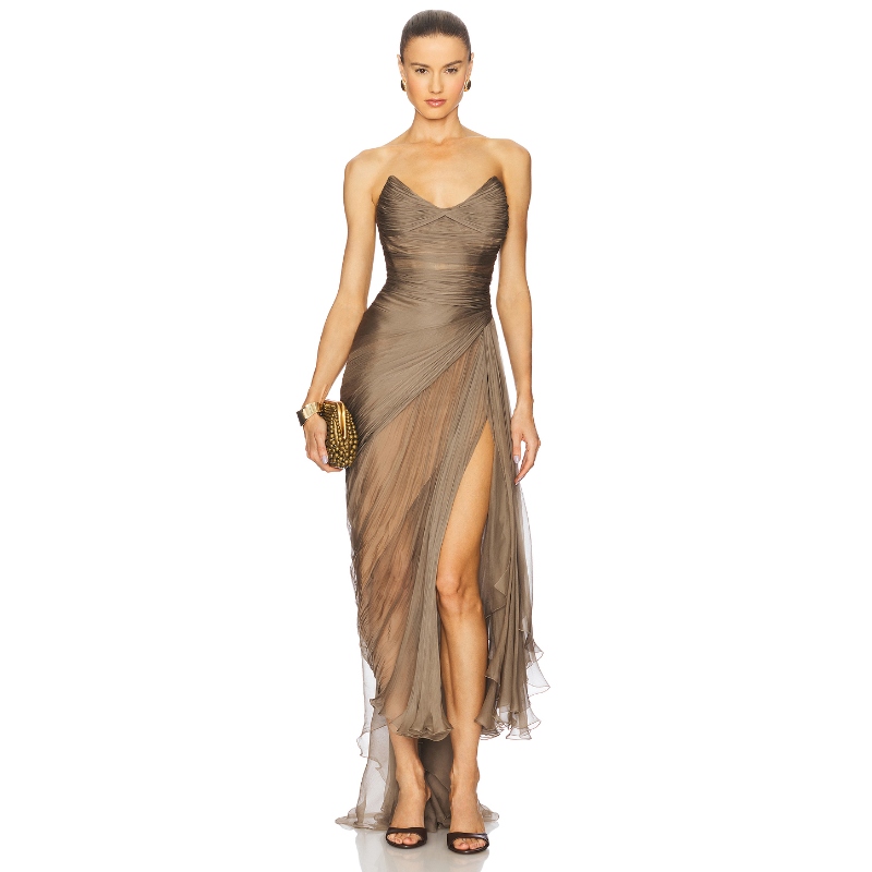 Maria Lucia Hohan HEIDI 长裙 灰褐色REVOLVE小众新款