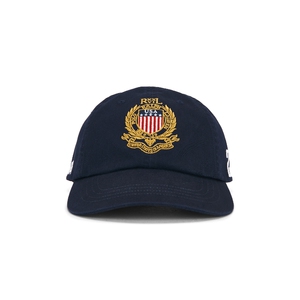 Polo Ralph Lauren藏青色帆布刺绣弯檐棒球帽复古风早秋REVOLVE