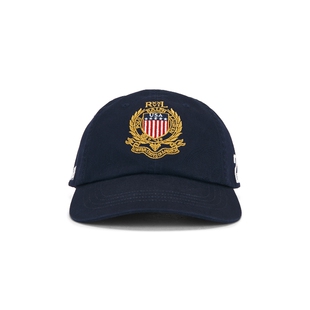Polo Ralph Lauren藏青色帆布刺绣弯檐棒球帽复古风早秋REVOLVE