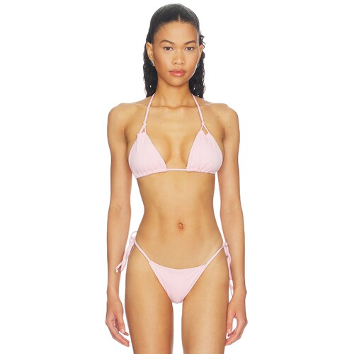 Frankies Bikinis辣妹粉色挂脖三角杯比基尼泳衣海边度假REVOLVE