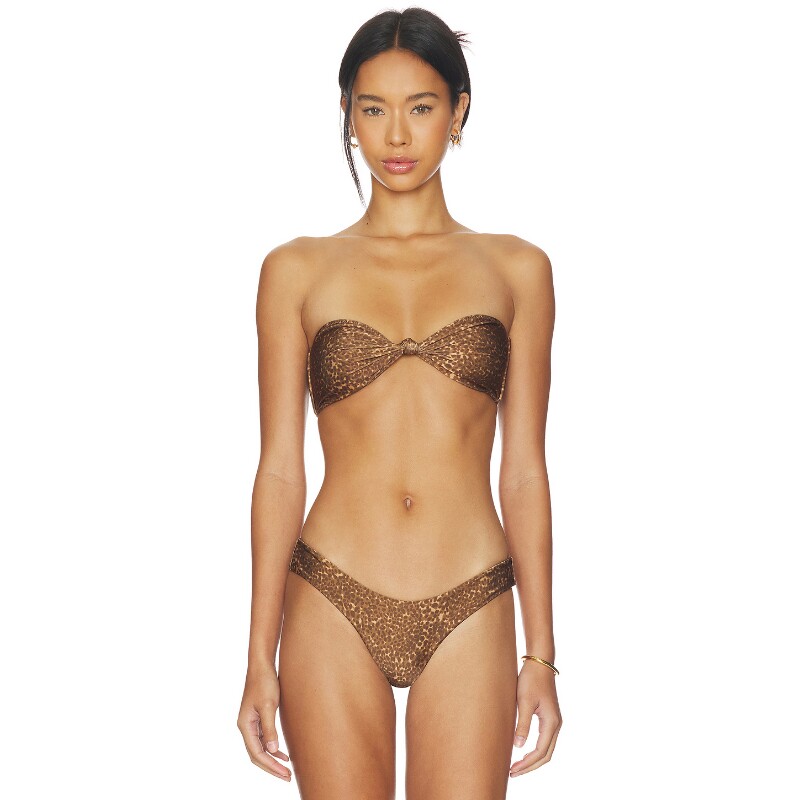 Frankies Bikinis辣妹棕色抹胸蝴蝶结比基尼内衣海边度假REVOLVE
