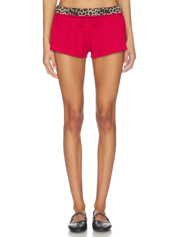 [早秋新品]Frankies Bikinis红色短裤豹纹腰头辣妹短裤REVOLVE