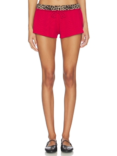 [夏季新品]Frankies Bikinis红色短裤豹纹腰头辣妹短裤REVOLVE