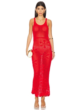 Asta Resort 开孔针织连衣裙红色REVOLVE小众新款